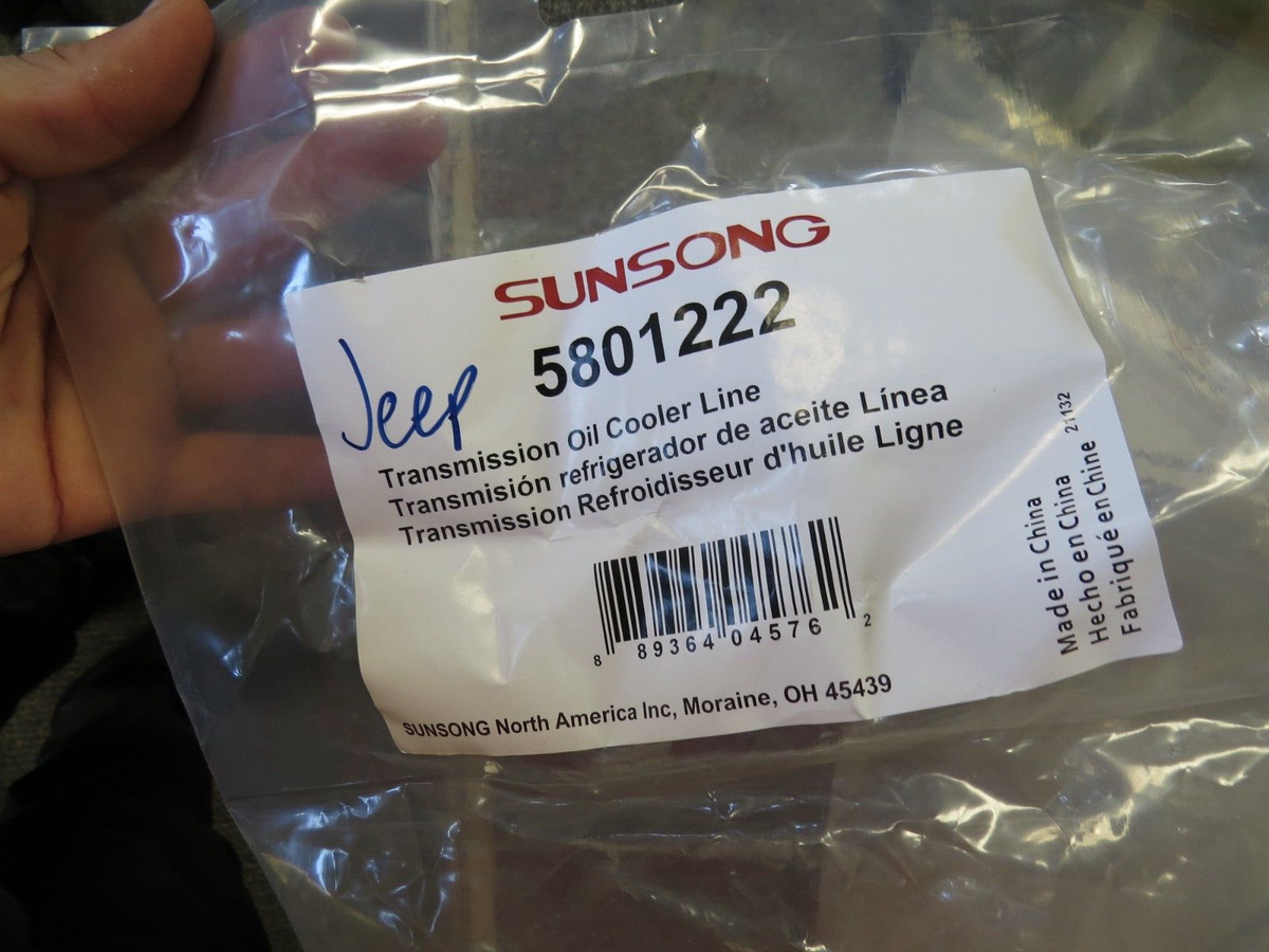 専用 1 NOS Sunsong RHD Transmission Oil Cooler Line Fits: Jeep 97-01