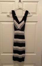 Arden B Women's Bodycon Black White Striped Sleeveless Dress XS