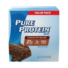 Pure Protein Chocolate Deluxe Protein Bars 12 Count 21G Protein Gluten Free