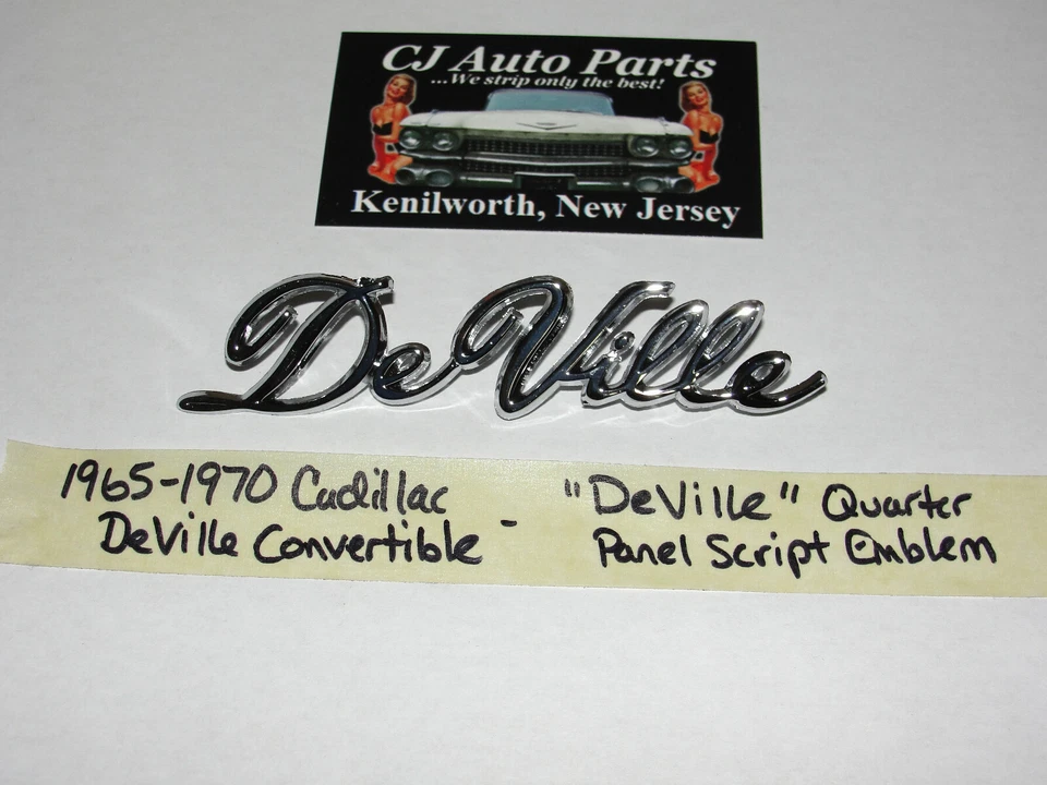 NUEVO 1965-1970 CADILLAC CONVERTIBLE "DEVILLE" CUARTO PANEL GUARDABARROS EMBLEMA DE ESCRITURA Foto 2 de 4