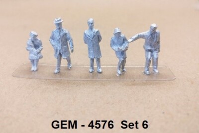 00/4MM / 1:76 GEM MODELS 4576 WHITE METAL FIGURES, STATION SET 6. ''UNBEMALT''