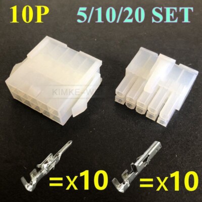 10 Pin/Way Molex Mini-Fit Jr 5557/5559 4.2mm Connector Kits (Plug+Socket+Crimps)