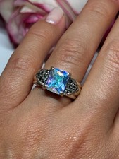 925 Sterling Silver CZ Marcasite Ring Size 6