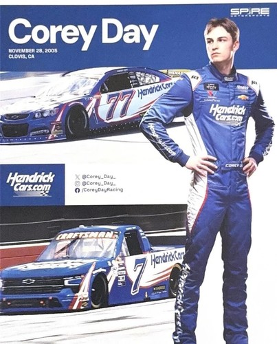 2025 COREY DAY “HENDRICK CARS.COM” #7/77 NASCAR CRAFTSMAN TRUCK / ARCA POSTCARD