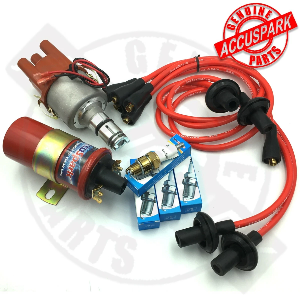 VW Beetle 009 Electronic Distributor Sports Coil Red leads Rotor IRIDIUM plugs