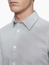 Calvin Klein Extreme Slim Fit Dotted Check Dress Shirt,GreyStone,Sz M 32/33