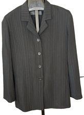 Garfield Marks Women  s 10 Black Crepe Pin Stripe 4 Button Blazer