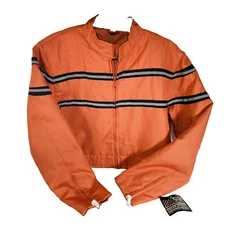 Women's Biker Dream Apparel Jacket Made In USA Orange With Black Stripes Large