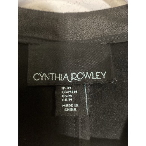 Cynthia Rowley Blazer Size Medium Dark Gray Faux Leather - Picture 3 of 4