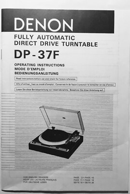 DENON FULLY AUTOMATIC DIRECT DRIVE TURNTABLE DP - 37F    26 Seiten