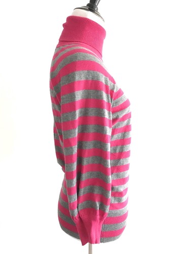 Express Design Studio Women Turtleneck Sweater Size S Pink Stripe 3/4 Sleeves - Picture 5 of 10