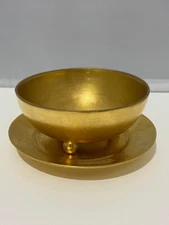 VTG Decorative gold 5.5" plate and bowl (or cup?) w/feet set signed Osborne