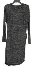 Banana Republic Women’s Dress Medium Gray Ruched Pencil Knit Pullover Stretch 