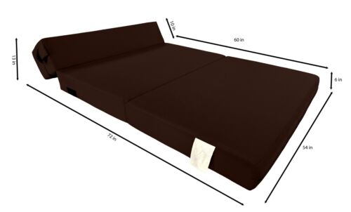 Lounger Folding Foam Mattresses, Portable Sleeper Chair Bed 6 x 54 x 80, Brown - Picture 2 of 6