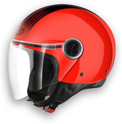 HELM AIROH DEMI JET MONO VISIER MALIBU TOUCH SCHWARZ ORANGE MATT32