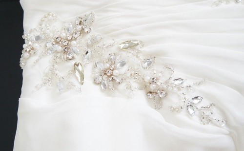 MIA Solano M1508L Wedding Dress,Modest Comfortable, Size 10, Light Ivory Chiffon - Picture 7 of 12