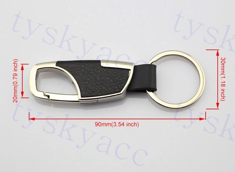 Car Accessories Gift Metal + Leather Key Ring Keyfob Key Chain Holder Ring Decor - Imagem 3 de 4