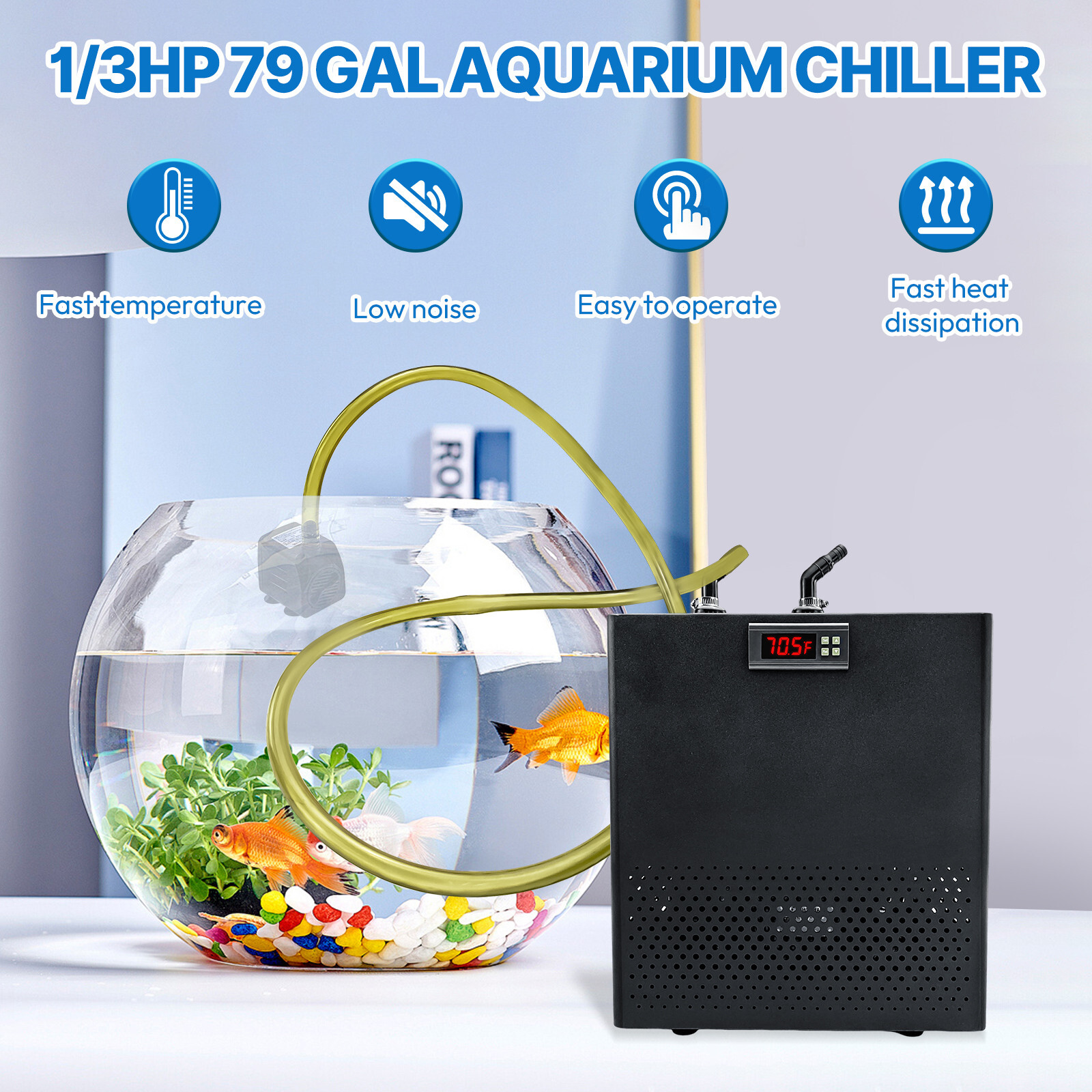 1/3 HP 79 Gal Aquarium Chiller 300L Hydroponic Water Chiller Fish Tank ...