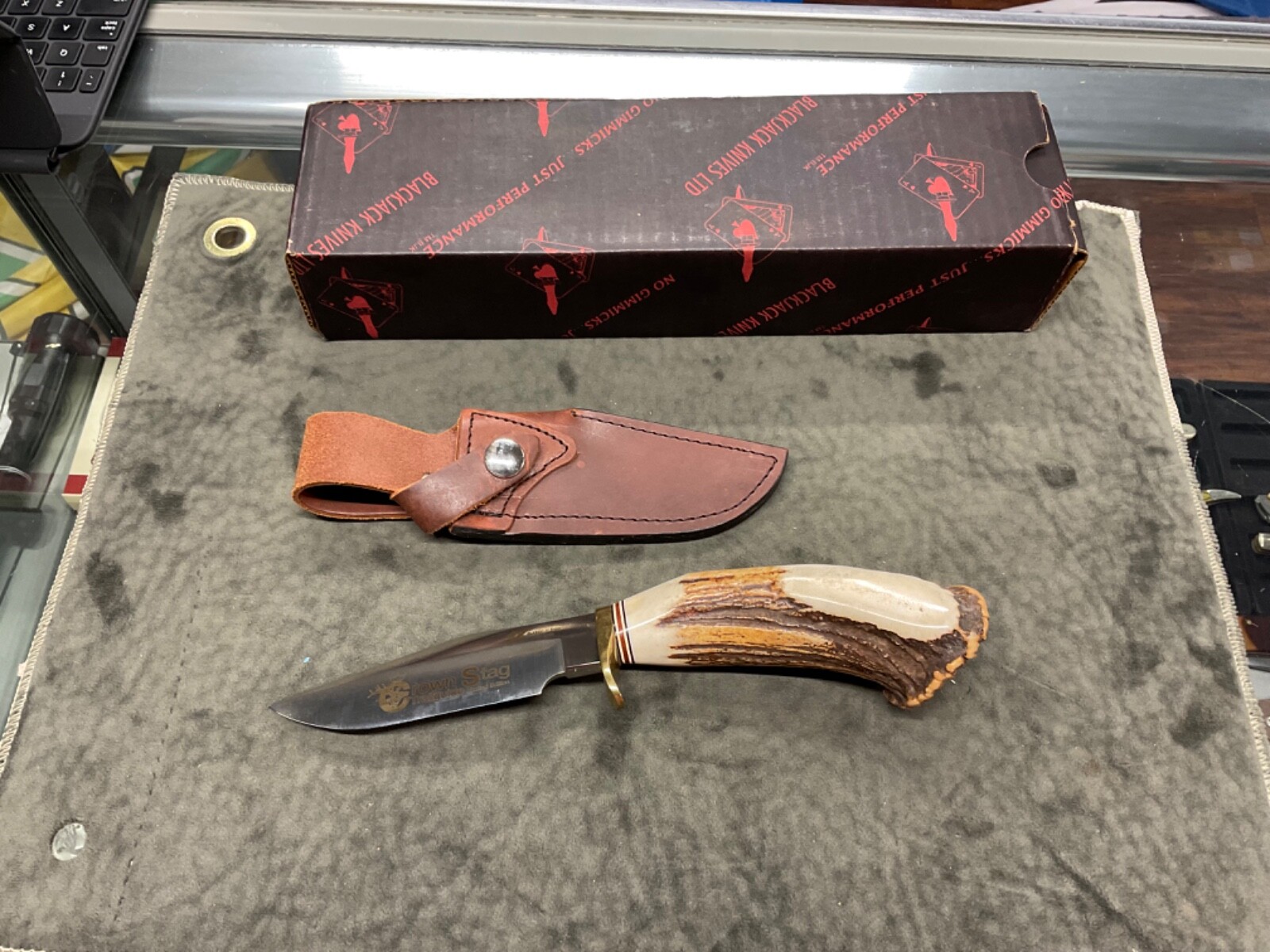Rare Vintage Blackjack Knives Trail Guide Crown Stag Knife With Box