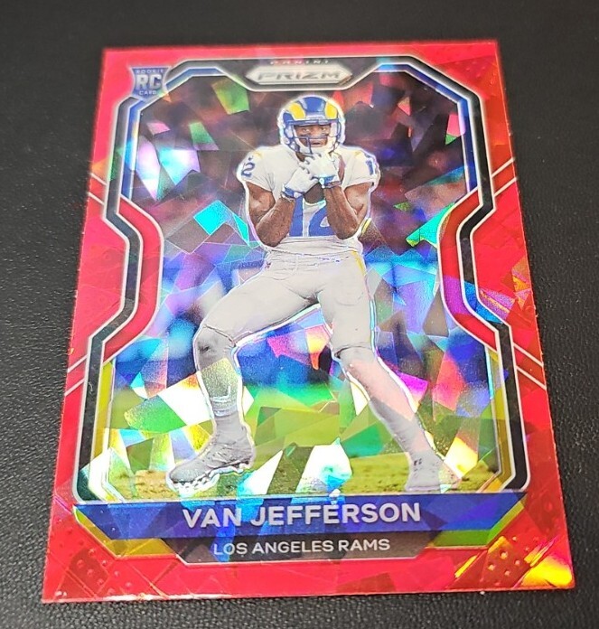 2020 Panini Prizm Van Jefferson Red Cracked Ice Rookie RC #377