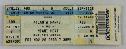 NBA 2003 11/28 Miami Heat at Atlanta Hawks Ticket-Dwyane Wade, Lamar Odom  - Picture 1 of 1