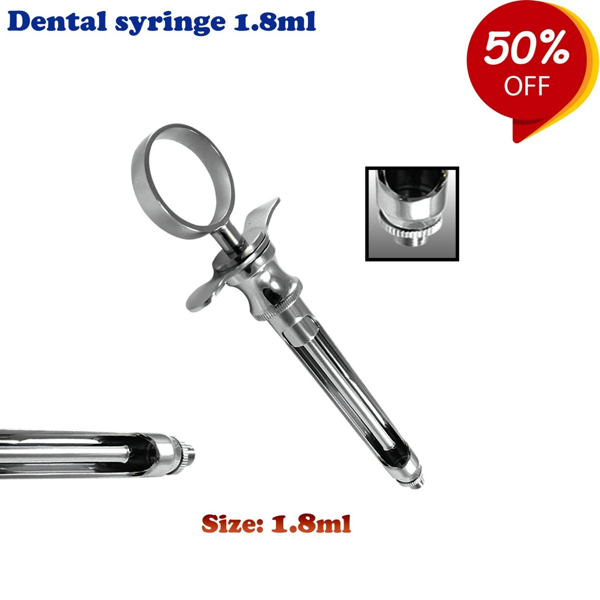 Seringue Chirurgicale Autobloquante 1.8ml Pour Cartouche Dentaire - Lot De 5 Pièces, Neuf