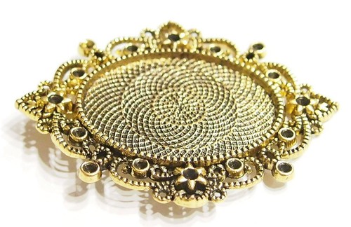 4 of 40x30mm Antique Gold Victorian Art Deco Style Pendant Settings, Very Nice - Picture 7 of 11