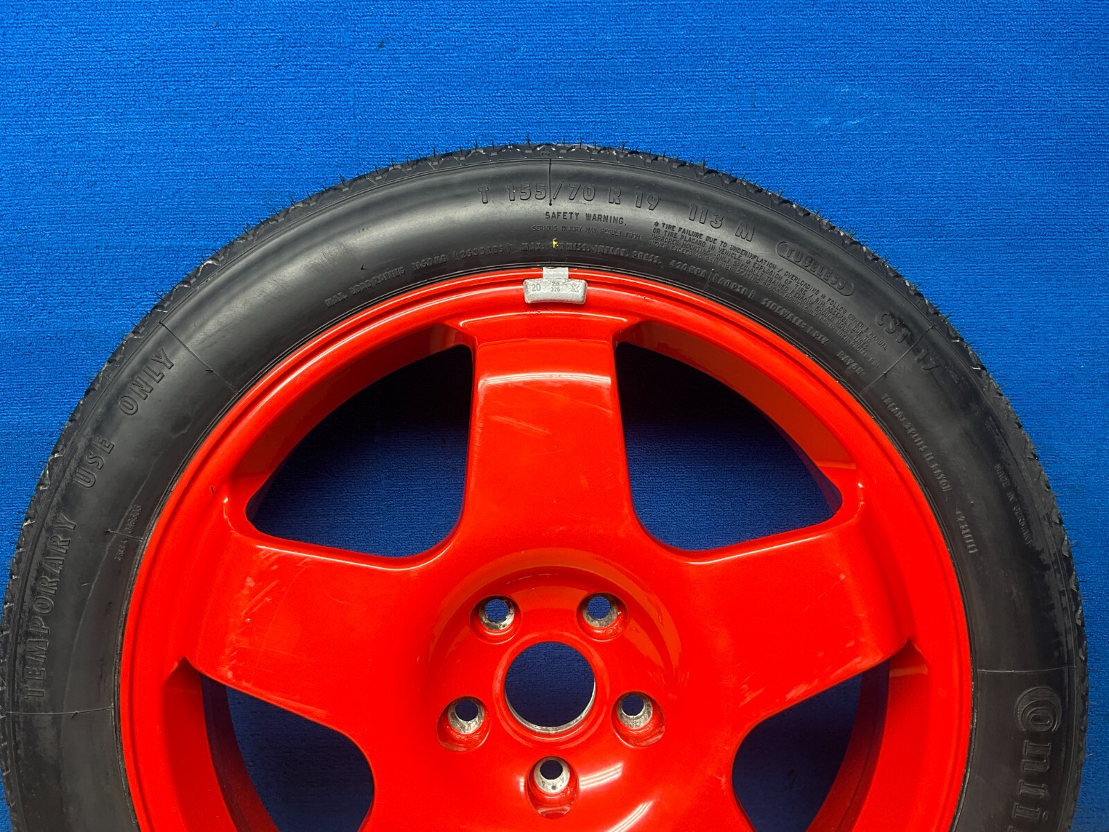 2005-2010 BENTLEY CONTINENTAL GTC EMERGENCY SPARE TIRE WHEEL RED OEM T155/70 R19