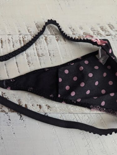 Perizoma Shirley of Hollywood taglia S vintage Y2K nero e rosa in raso a pois - Foto 3 di 5