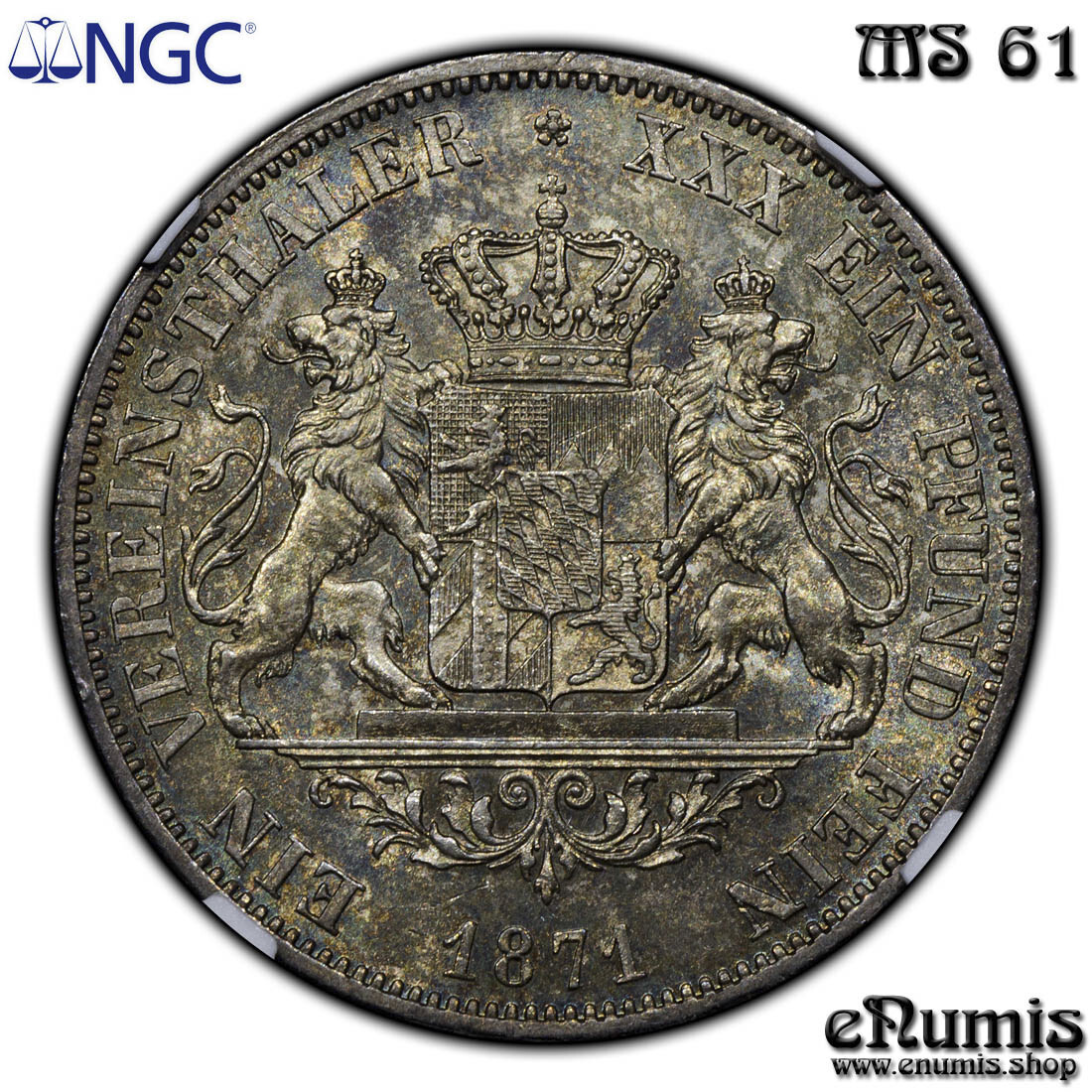 Werner工房　Ludwig fee II Germany, Bavaria, Ludwig II, Taler 1871, Rare!, Mule, NGC MS