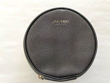 Shiseido Tokyo Round Dark Gold Metallic Cosmetic Bag Purse