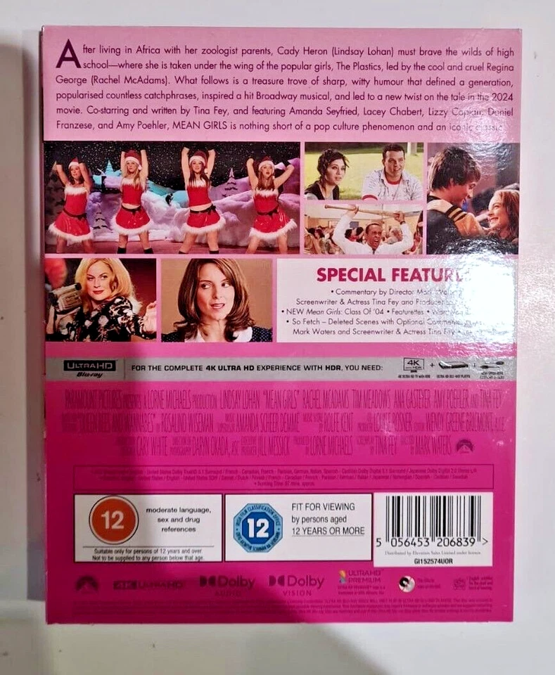 4K UHD BLU-RAY MEAN GIRLS BRAND NEW SEALED UK STOCK - Image 2 of 2