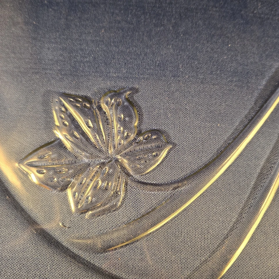 Vintage Serving Platter Clear with Floral Pattern 13" Round - Image 2 of 4