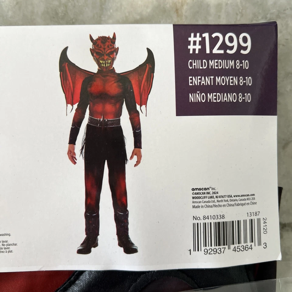 Diablo Monstruo Demonio Rojo Negro Traje Tú mismo Vestido Elegante Halloween Niño Disfraz Foto 3 de 4