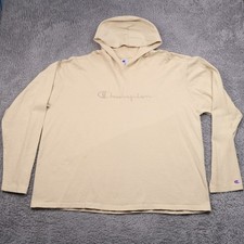 Vintage Champion Hoodie T-Shirt Mens XXL Beige Khaki Lightweight MADE IN USA