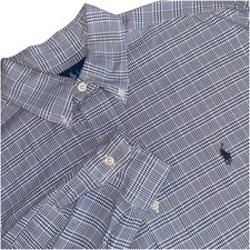 Ralph Lauren Men  s 15 1/2 32/33 Button Gray Black Check Classic Fit Long Sleeve