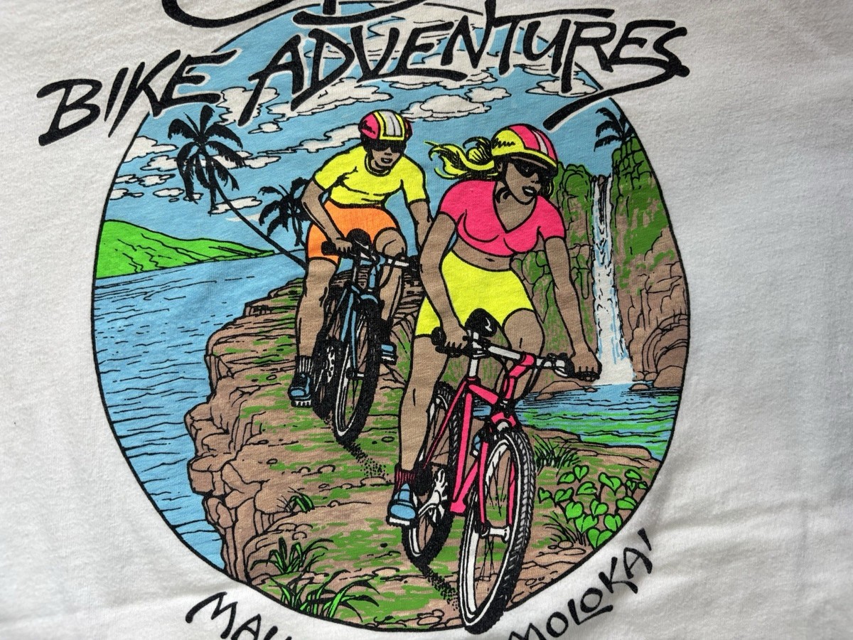Vintage 80s Chris’s Bike Adventures Shirt Mens XL White Maui Hawaii Molokai USA View 3
