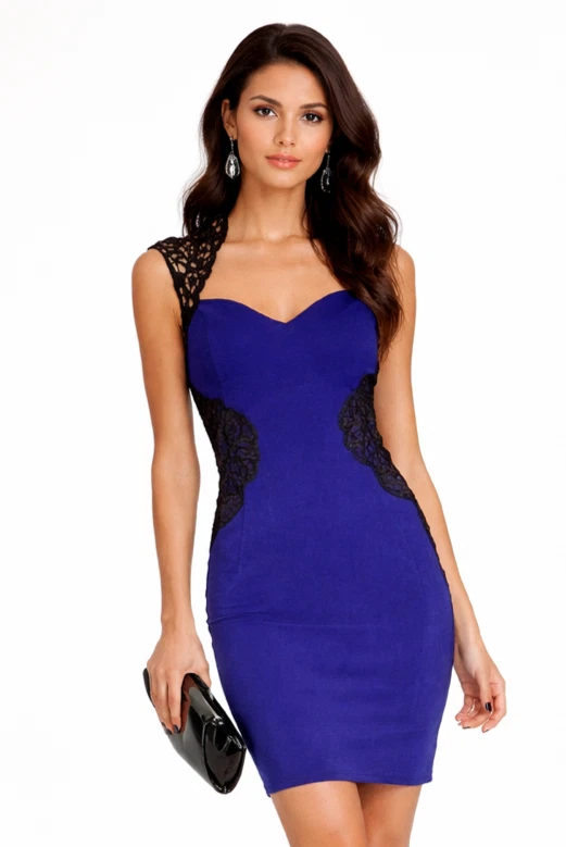 knee length dresses for ladies Forget Me Not Criss-Cross Back Lace Bodycon Dress Navy– Selfie Leslie main image 0