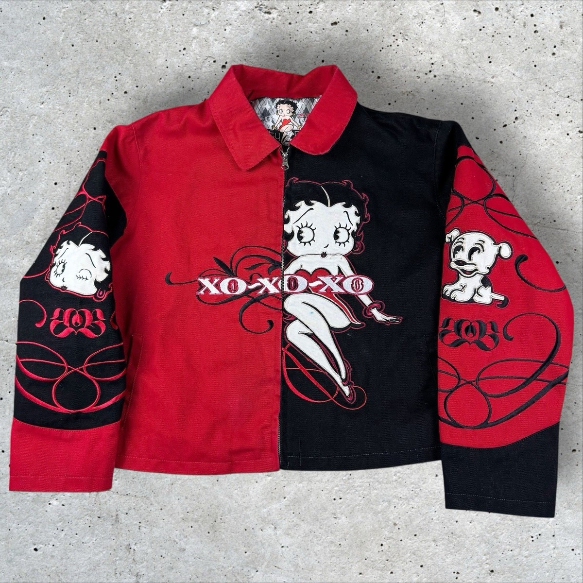 Vintage Betty Boop Pudgy Jeff Hamilton Cropped Racing Jacket