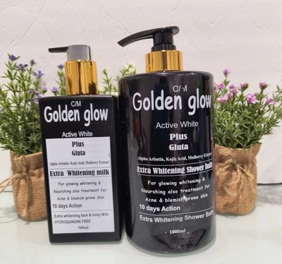Golden Glow Active White Plus Gluta Shower Bath, Intensive H.C + Lotion 2pcs Set