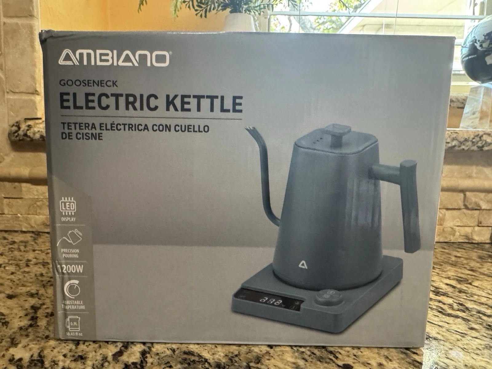 Ambiano Blue Gooseneck Stainless Steel Electric Pour Over Kettle New In Box