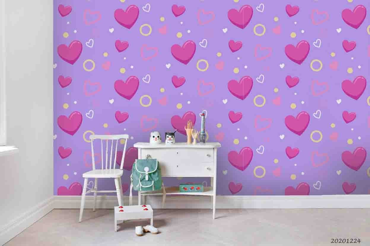 3D Cartoon Heart Shape Pattern Wall Murals Wallpaper Murals Wall Sticker 5