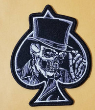 Skeleton Biker Patch Skull Riding Motorcycle Embroidered Iron On Sew On 3.25x4