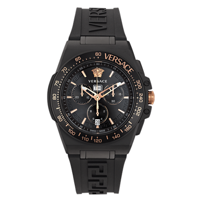 Versace Black Mens Chronograph Watch Greca Extreme Chrono