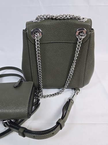 Coach Convertible Mini Leather Backpack Olive Green Matching Wallet EUC! - Afbeelding 9 van 17