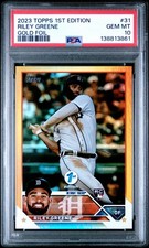 2023 Topps 1st Edition #31 Riley Greene Gold Foil Rookie Card PSA 10. rookie card picture