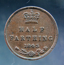 Great Britain, Half Farthing, 1843 copper coin,#2