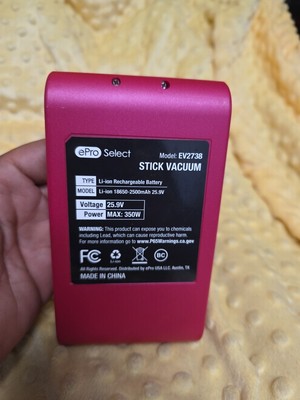 Pink ePro Select EV2738 Cordless Vacuum Rechargeable Li-ion Battery 25.9V 350W