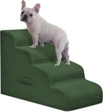 4-Step Pet Stairs for Small Dogs  Cats, Non-Slip, Easy Clean, Green
