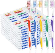 Bulk Toothbrushes 30 Pack Colorful Individually Wrapped Disposable Soft Large...